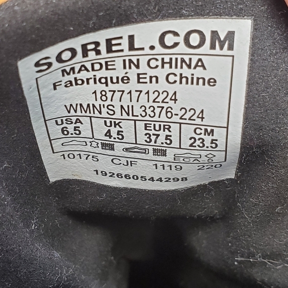 Sorel Lexie Camel Tan Leather Gray Fleece Wedge Lace Up Burnished Ankle Boots - Picture 8 of 9